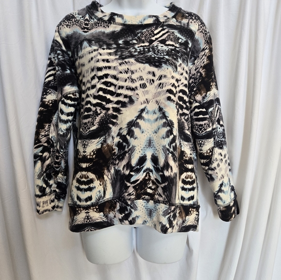 Zara Black With Multi Colors Animal Print Fall Sweatshirt Size M - Picture 1 of 6